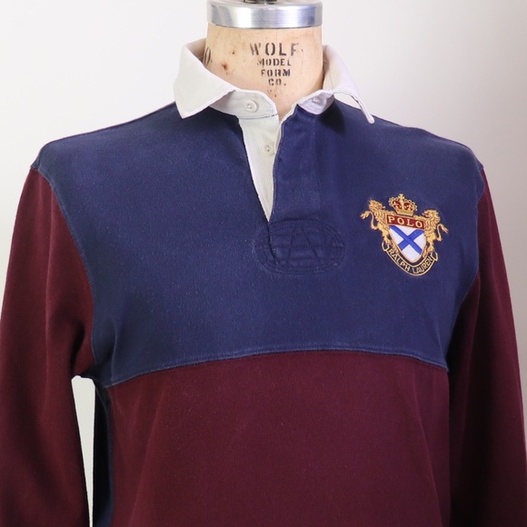 Polo Ralph Lauren Vintage Rugby-Style Patchwork Long Sleeve Shirt - Picture 3 of 14